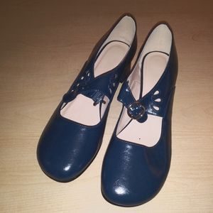 Blue vegan leather mary janes